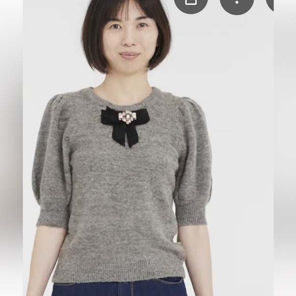 CECE GRAY PUFF SLEEVE SWEATER - Picture 6 of 7